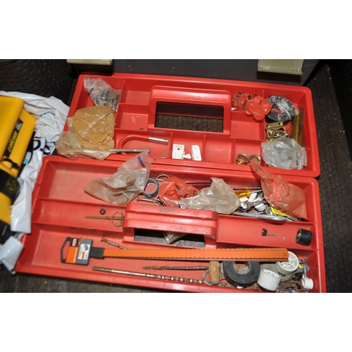 74 - TWO TOOLBOXES AND A TRAY CONTAINING  AUTOMOTIVE AND OTHER TOOLS including a Talco socket set (incomp... 