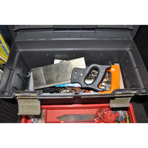 74 - TWO TOOLBOXES AND A TRAY CONTAINING  AUTOMOTIVE AND OTHER TOOLS including a Talco socket set (incomp... 