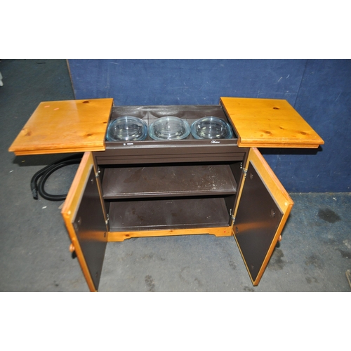 91 - A PHILIPS HOSTESS TROLLEY in pine cabinet, width 77cm, depth 44cm, height 73cm (PAT pass and working... 