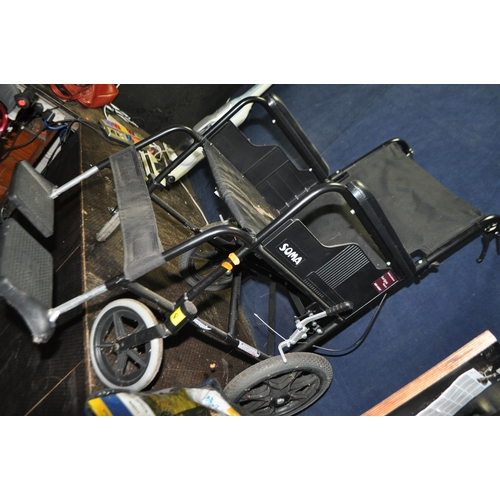 94 - A SOMA SPARROW FOLDING WHEELCHAIR with two footrests and a Splash wheelchair cosy (2)