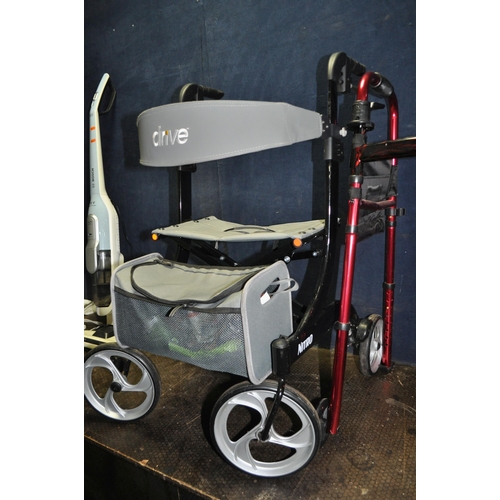 95 - A DRIVE MOBILITY NITRO ROLLATOR with bag, a Drive walking aid and a walking stick (3)