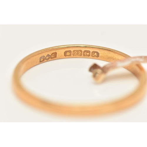 413 - A 22CT GOLD BAND RING, yellow gold plain polished band, approximate width 2mm, hallmarked 22ct Birmi... 