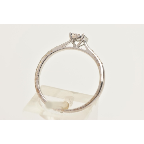 430 - A 9CT WHITE GOLD DIAMOND CLUSTER RING, set with a central round brilliant cut diamond, claw set with... 