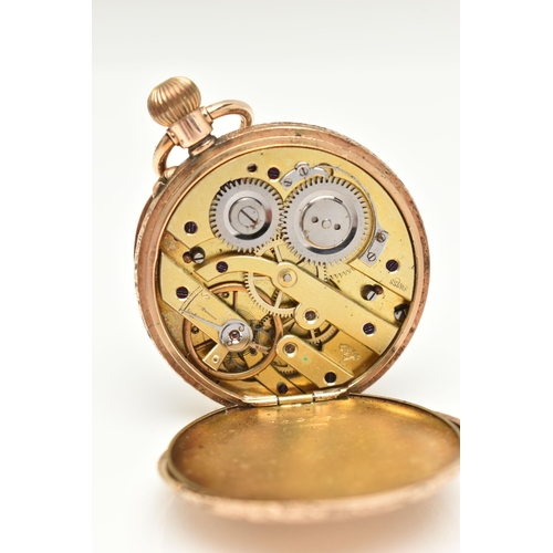 433 - A LADIES YELLOW METAL OPEN FACE POCKET WATCH, manual wind, round white dial with gold detail, blue A... 