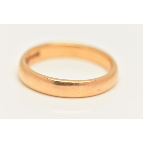 447 - A 22CT GOLD POLISHED BAND RING, approximate band width 4.1mm, hallmarked 22ct Birmingham, ring size ... 