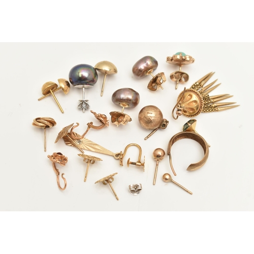 455 - ASSORTED EARRINGS, to include a single 9ct gold ball drop earring, a single diamond set drop earring... 