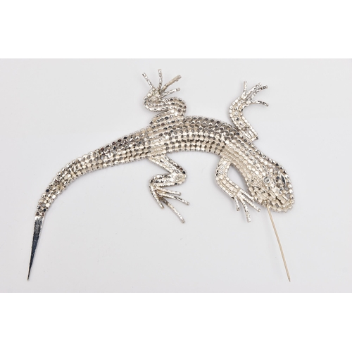 468 - A LARGE 'BUTLER & WILSON' LIZARD BROOCH, paste set lizard with black eyes, fitted with one brooch pi... 