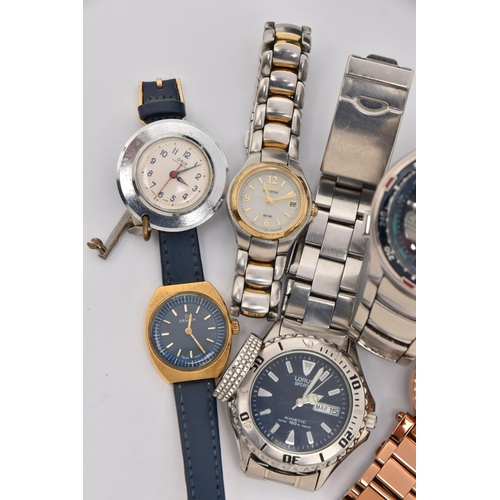 469 - AN ASSORTMENT OF WATCHES, to include a gents 'Stars and Stripes' 'Citizen Eco Drive' wristwatch, a L... 