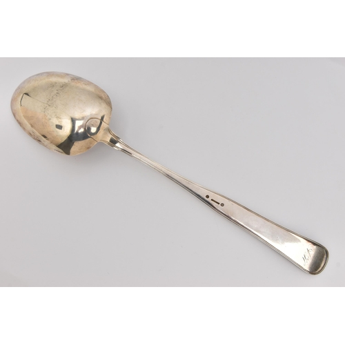 487 - A LARGE DANISH BASTING SPOON, engraved initials to the reverse of the handle, Danish silver control ... 