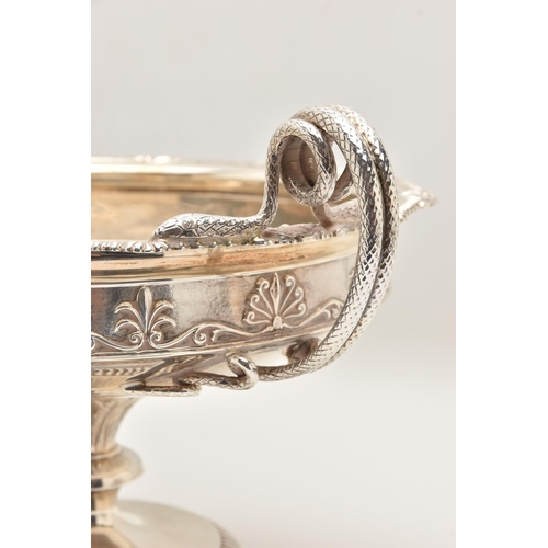 494 - A SILVER FRUIT BOWL, a raised circular form bowl with gadrooned and shell detail to the rim and two ... 