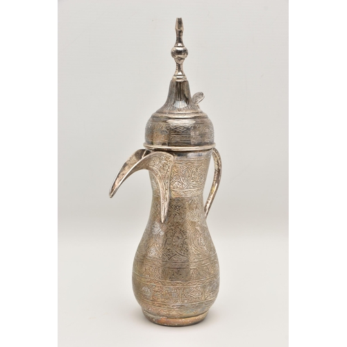 496 - AN EGYPTIAN SILVER BALUSTER COFFEE POT, circa possibly 1980's, .900 Egyptian control marks, domed co... 