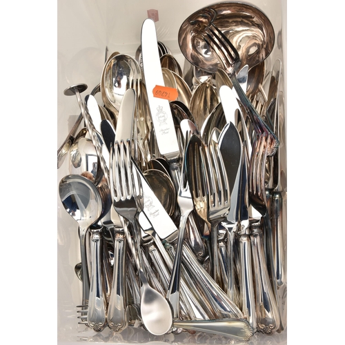 523 - TWO PLASTIC BOXES OF ASSORTED CUTLERY PIECES