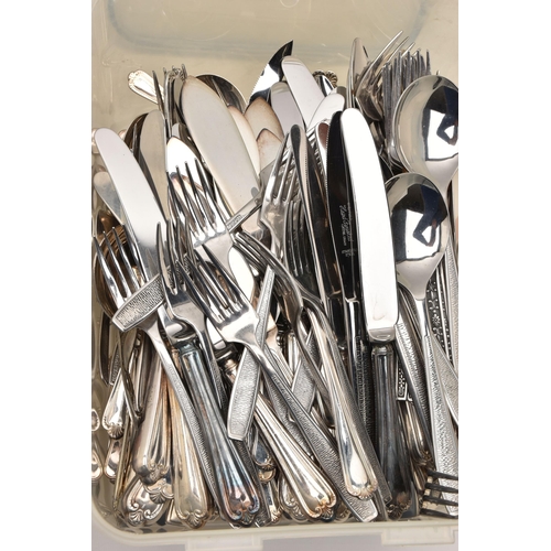 523 - TWO PLASTIC BOXES OF ASSORTED CUTLERY PIECES