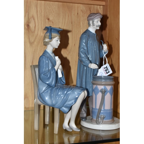 753 - TWO LLADRO FIGURINES comprising 'Girl Graduate' No. 5199, designed by Francesco Catala, issued betwe... 