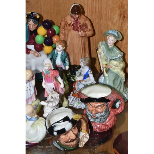 754 - A GROUP OF MOSTY ROYAL DOULTON FIGURINES AND ORNAMENTS to include the 'Old Balloon Seller' HN1315 (p... 