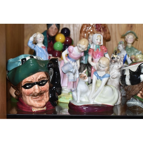 754 - A GROUP OF MOSTY ROYAL DOULTON FIGURINES AND ORNAMENTS to include the 'Old Balloon Seller' HN1315 (p... 