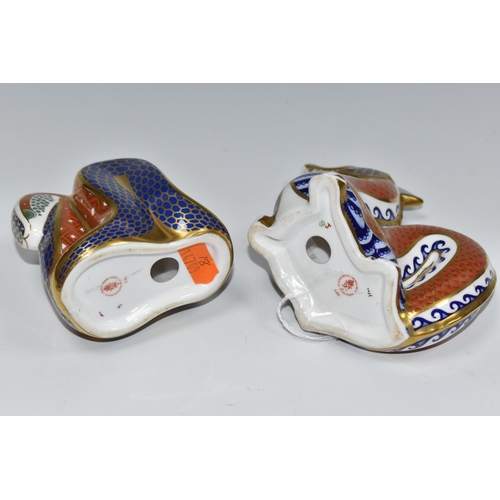 760 - A ROYAL CROWN DERBY IMARI 'DRAGON' AND 'SNAKE' PAPERWEIGHT comprising an Imari patterned dragon pape... 