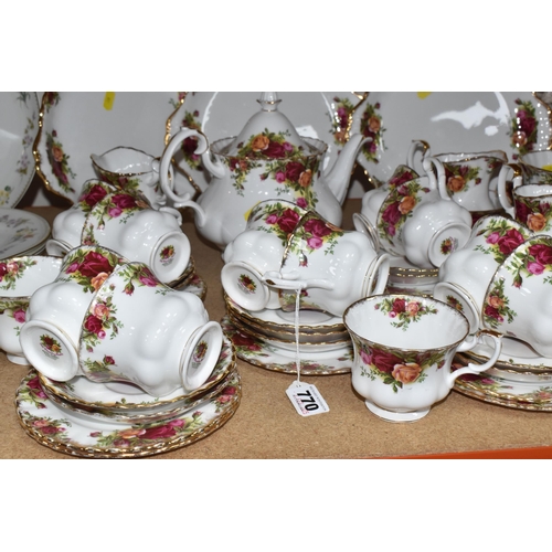 770 - FIFTY-FIVE PIECES OF ROYAL ALBERT OLD COUNTRY ROSES TEA AND GIFTWARES to include a teapot (marked se... 