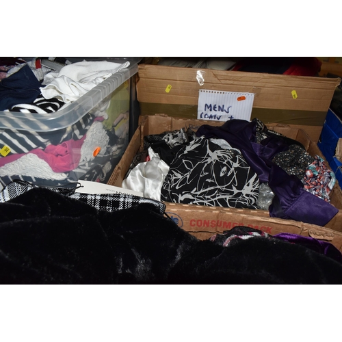 941 - SIX BOXES OF LADIES' CLOTHING, to include ladies' trousers, tops, jackets and dresses, brands to inc... 