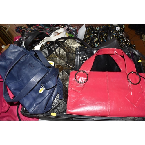 944 - ONE BOX AND LOOSE MODERN TRAVEL AND TOTE BAGS, maker's names include M&S, Jobis, Firetrap, Cavalli, ... 