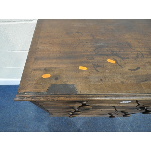 155 - A 19TH CENTURY MAHOGANY CHEST OF FOUR DRAWERS, raised on turned feet, width 79cm x depth 48cm x heig... 