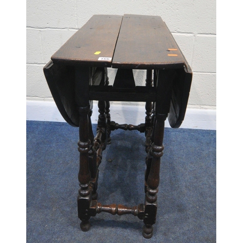 166 - A GEORGIAN OAK OVAL GATE LEG TABLE, open width 104cm x closed width 39cm x depth 82cm x height 73cm,... 