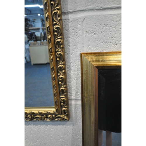 167 - FOUR GILT FRAME WALL MIRRORS, varying in size, styles, patterns, etc, largest 100cm x 69cm, conditio... 