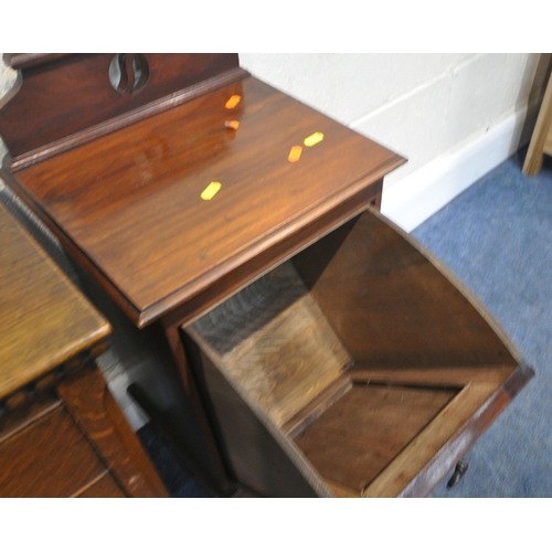 169 - A 20TH CENTURY OAK MUSIC CABINET, with three fall front drawers, width 54cm x depth 38cm x height 68... 