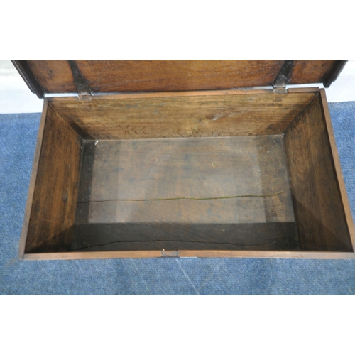 187 - A GEORGIAN OAK BIBLE BOX, with iron lock and hinges, width 67cm x depth 36cm x height 23cm, conditio... 