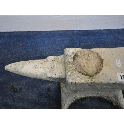 195 - A WHITE PAINTED CAST IRON ANVIL, condition report: marks, scuffs, stains, over painted, other wear a... 