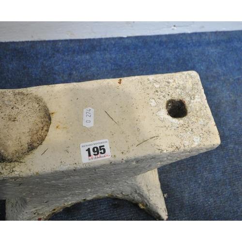 195 - A WHITE PAINTED CAST IRON ANVIL, condition report: marks, scuffs, stains, over painted, other wear a... 