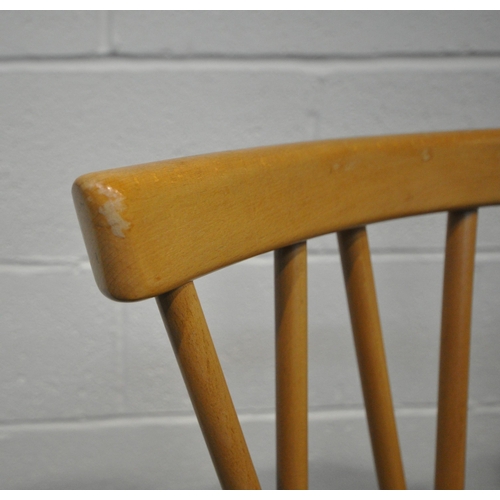 199 - LUCIAN ERCOLANI, A MID CENTURY WINDSOR ELM AND BEECH DROP LEAF TABLE, raised on square tapered legs,... 