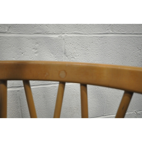 199 - LUCIAN ERCOLANI, A MID CENTURY WINDSOR ELM AND BEECH DROP LEAF TABLE, raised on square tapered legs,... 