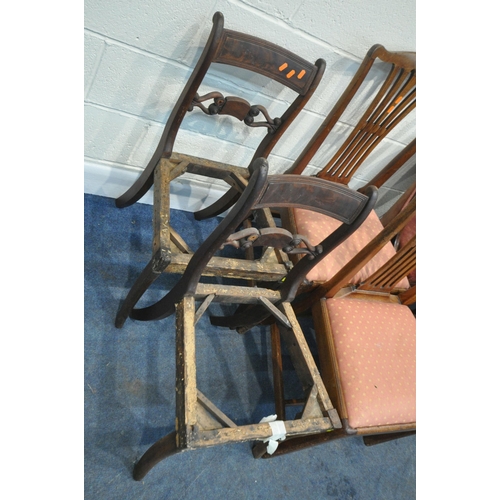 217 - THREE PAIRS OF CHAIRS AND TWO ODD CHAIRS, varying in shape, size, style, timbers, condition report: ... 