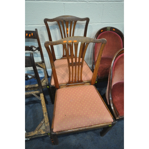 217 - THREE PAIRS OF CHAIRS AND TWO ODD CHAIRS, varying in shape, size, style, timbers, condition report: ... 