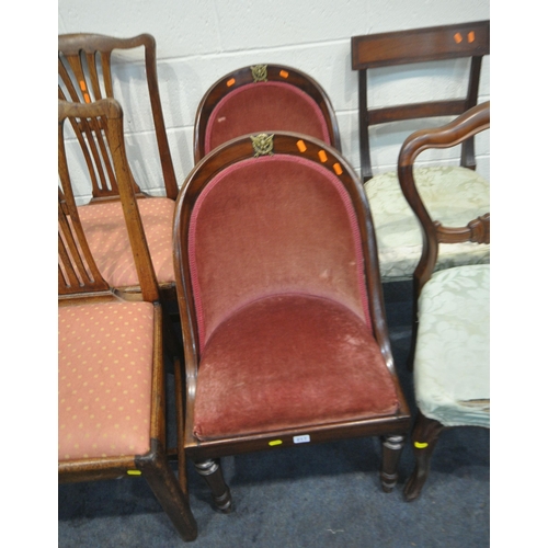 217 - THREE PAIRS OF CHAIRS AND TWO ODD CHAIRS, varying in shape, size, style, timbers, condition report: ... 