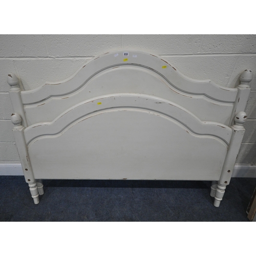 233 - A WHITE PAINTED PINE 4FT6 BEDSTEAD, condition report: marks, scuffs, wear to paint, other imperfecti... 