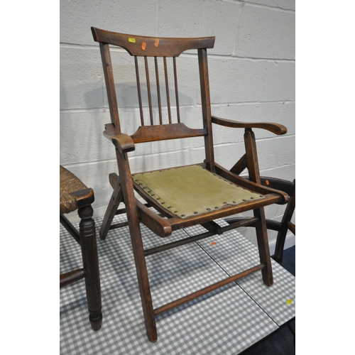 236 - A 20TH CENTURY FORMICA DRAW LEAF DINING TABLE, along with five chairs, varying in age, shape, style,... 