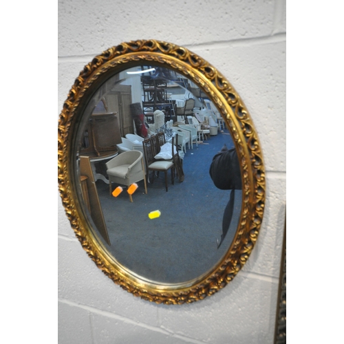 239 - THREE GILT FRAME WALL MIRRORS, largest mirror 124cm x 35cm, condition report: overall good condition... 