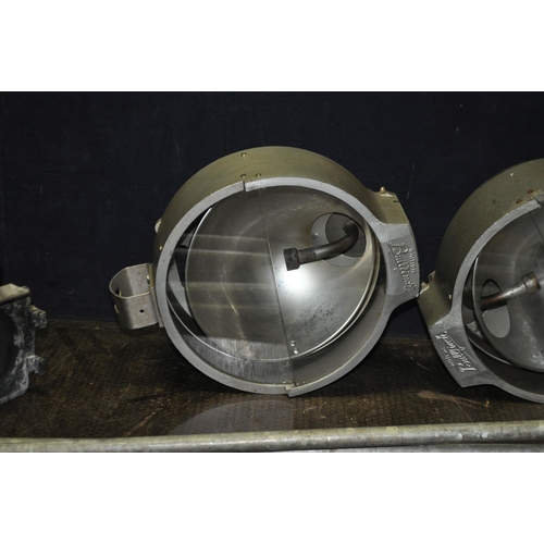 63 - A SELECTION OF VINTAGE STAGE LIGHTING including a pair of Bullfinch round flood lights with cast alu... 