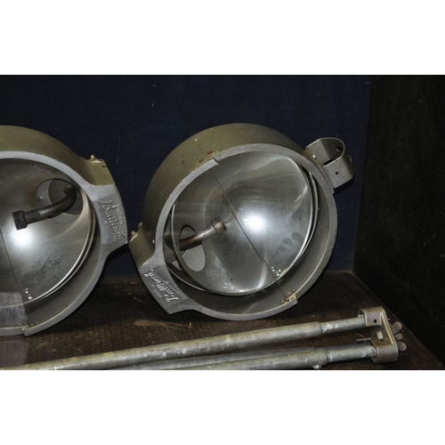 63 - A SELECTION OF VINTAGE STAGE LIGHTING including a pair of Bullfinch round flood lights with cast alu... 