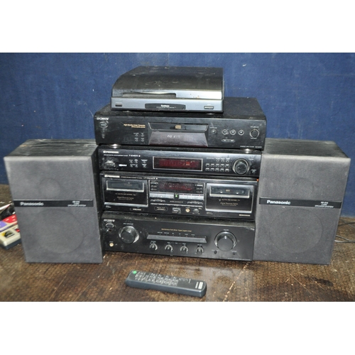 70 - A SONY AND PIONEER COMPONENT HI FI SYSTEM including a Sony TA-FE370 amp and CDP-XE270 CD player (doe... 