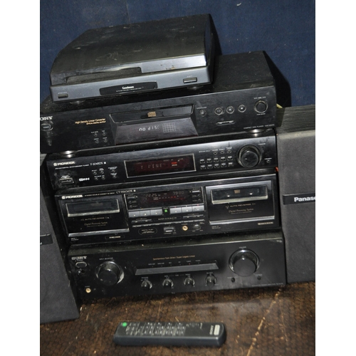 70 - A SONY AND PIONEER COMPONENT HI FI SYSTEM including a Sony TA-FE370 amp and CDP-XE270 CD player (doe... 