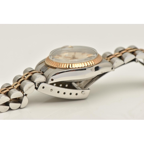 437 - A LADIES 'ROLEX' WRISTWATCH, automatic movement, champagne dial signed 'Rolex Oyster Perpetual Date'... 