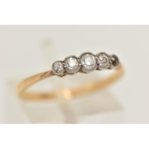 448 - A FIVE STONE DIAMOND RING, an AF five stone ring set with four round brilliant cut diamonds (one dia... 