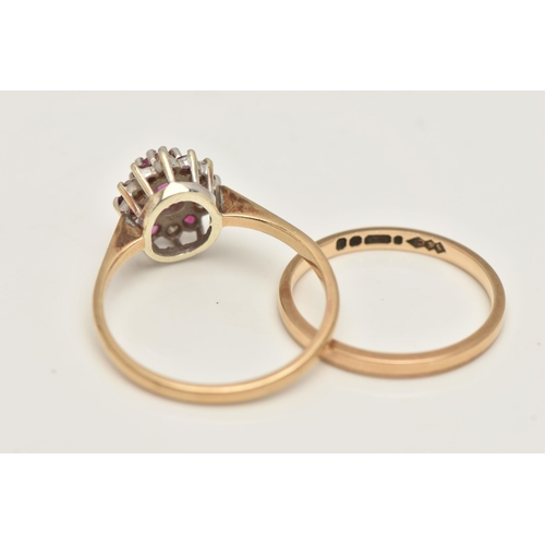 460 - TWO RINGS, the first a thin 9ct gold polished band, approximate band width 1.9mm, hallmarked 9ct Bir... 