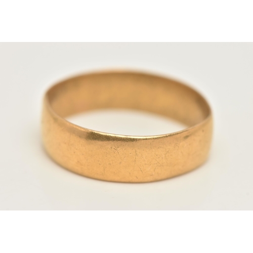 468 - A 22CT GOLD WIDE BAND RING, missing stone, approximate band width 6.8mm, hallmarked 22ct Birmingham,... 