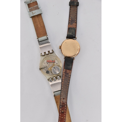 479 - TWO LADIES WRISTWATCHES, to include a 9ct gold 'Uno' manual wind watch, silvered dial with quarter A... 