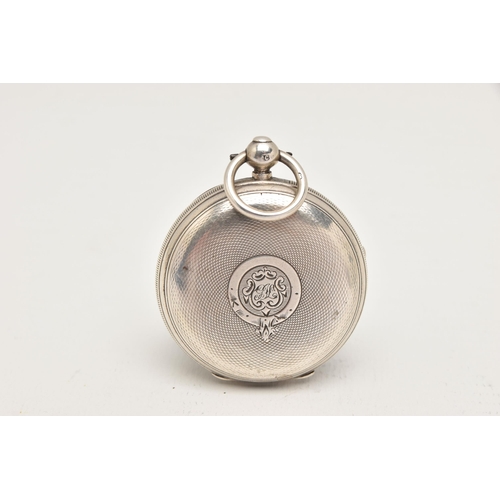 484 - A LATE VICTORIAN SILVER OPEN FACE POCKET WATCH, key wound, round white dial signed 'Tepper Balham', ... 