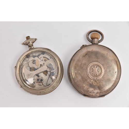 488 - TWO POCKET WATCHES, the first an open face hand wound movement, round white dial signed 'Freemans Al... 